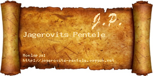 Jagerovits Pentele névjegykártya